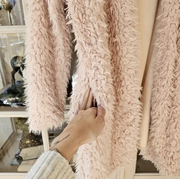 Anthropologie Bishop + Young Teddy Coat Long Fuzzy Blush - Picture 9 of 12